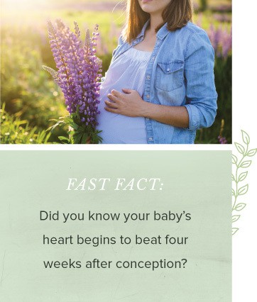 A pregnant woman standing next to purple flowers.