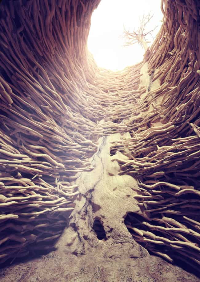 A tunnel with sand and dirt in it