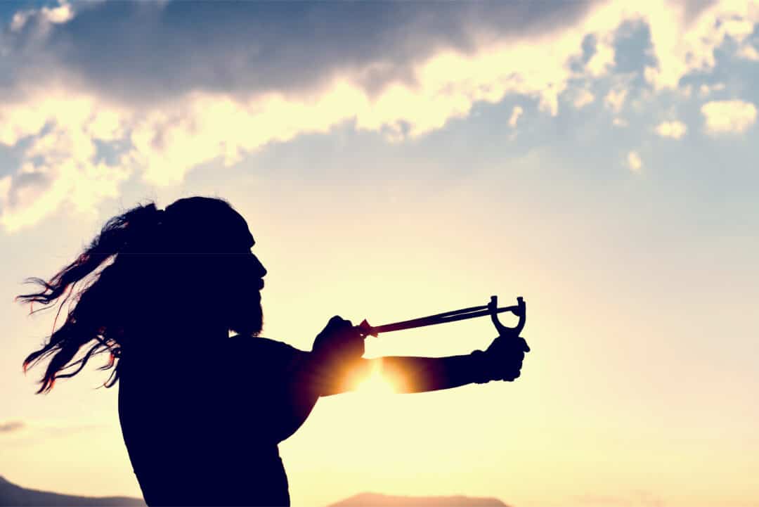 A person holding a baseball bat in the air.